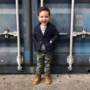 Janie and Jack - Navy/Plaid Toddler Blazer 3T